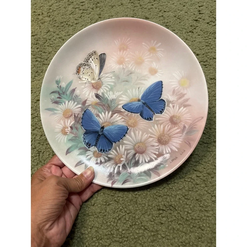 WS George Lena Liu Eastern Tailed Blues Butterfly Collector Plate 1989 8.5